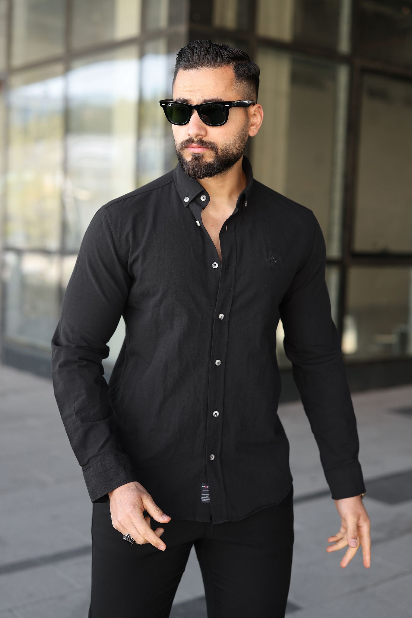 Müslin Keten Slim Fit Gömlek - Beyaz