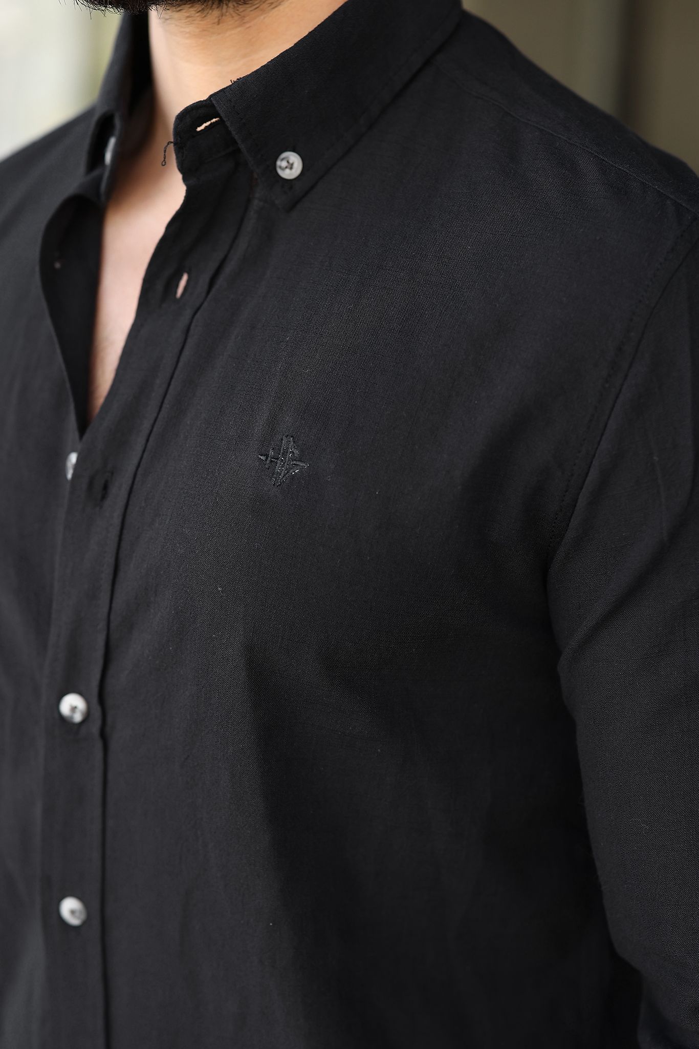 Müslin Keten Slim Fit Gömlek - Krem