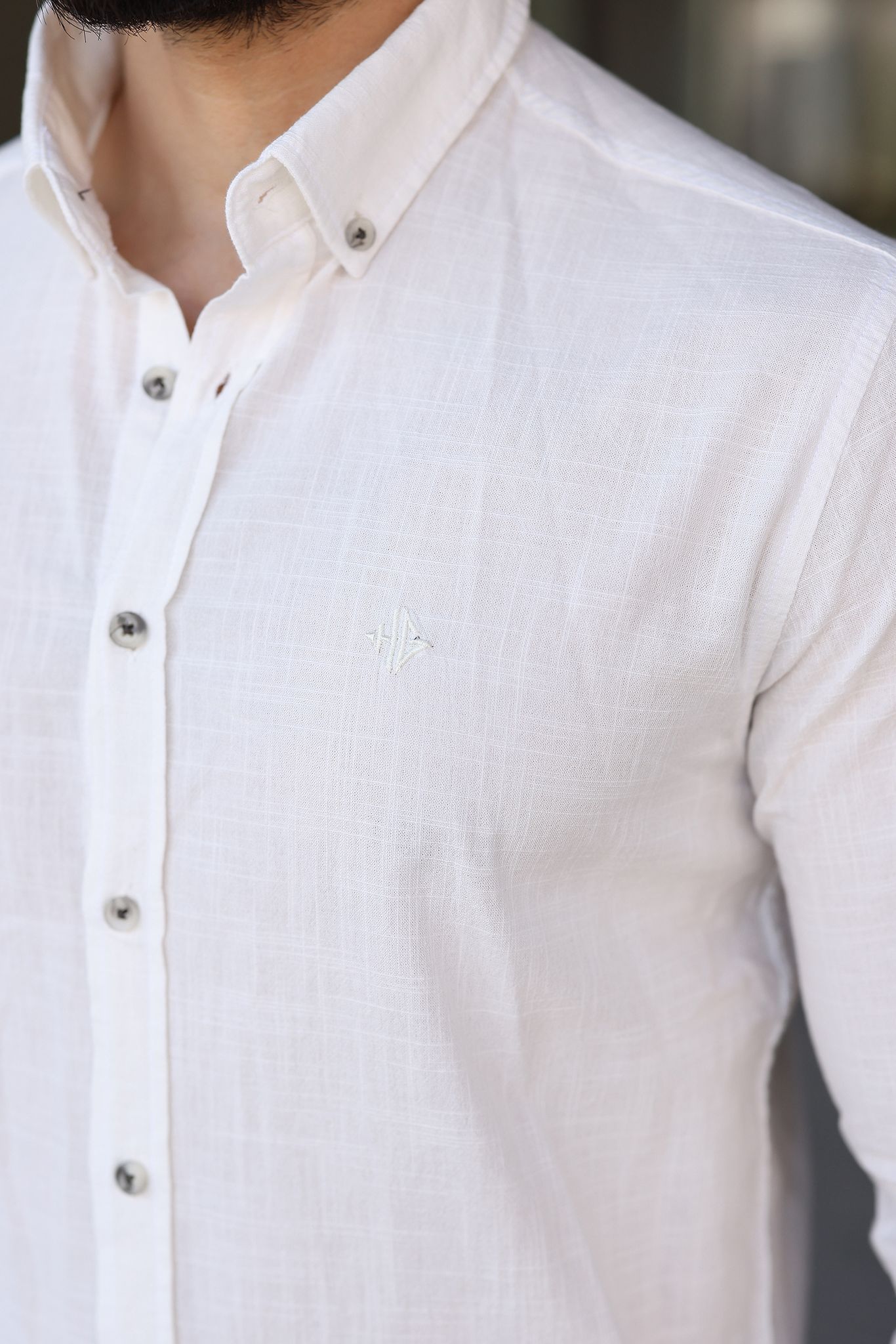 Müslin Keten Slim Fit Gömlek - Lacivert